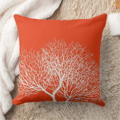 コースタルホワイトシーツリー深いコーラルオレンジビーチ クッション (ブランケット)