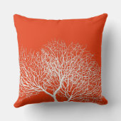 コースタルホワイトシーツリー深いコーラルオレンジビーチ クッション (裏面)