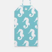 コースタルホワイトシーホースシルエット&ブライトブルー ギフトタグ (裏面)