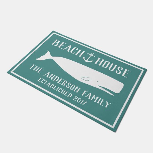 コースタルホワイトホエール&いかりビーチハウスシーグリーン ドアマット (アングル)