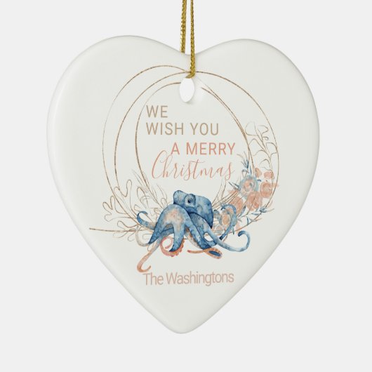 コースタルホームブルーウォーターカラータコカスタムクリスマス セラミックオーナメント (右)