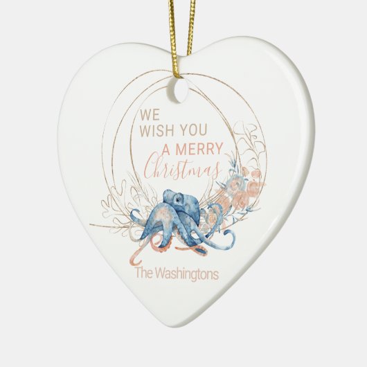 コースタルホームブルーウォーターカラータコカスタムクリスマス セラミックオーナメント (左)