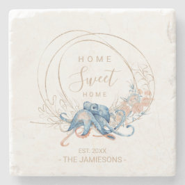 コースタルホームブルーウォーターカラータコ名前をカスタムする ストーンコースター