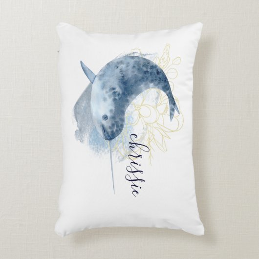 コースタルホームホワイトウォーターカラーナルワール名前をカスタムする アクセントクッション (正面(垂直))