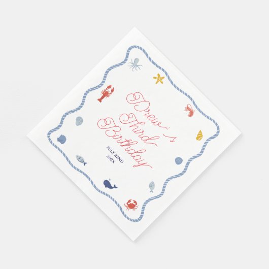 コースタルボーイズ誕生日 スタンダードランチョンナプキン (角)