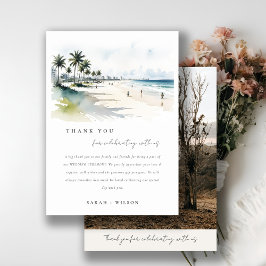 コースタルマイアミビーチパームツリーウォーター結婚カラー サンキューカード