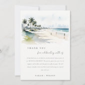 コースタルマイアミビーチパームツリーウォーター結婚カラー サンキューカード (正面)