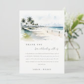 コースタルマイアミビーチパームツリーウォーター結婚カラー サンキューカード (スタンド正面)