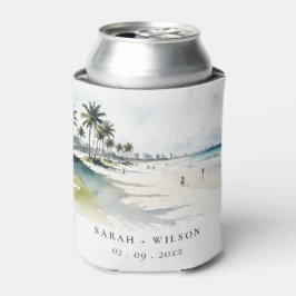 コースタルマイアミビーチパームツリーウォーター結婚カラー 缶クーラー