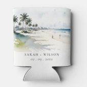 コースタルマイアミビーチパームツリーウォーター結婚カラー 缶クーラー (裏面)