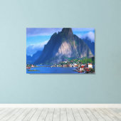 コースタルマウンテンビューオイル塗装プリント 包まれた キャンバスプリント (インサイチュ (ウッドフロア))