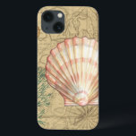 コースタルマップコラージュ iPhone 13ケース<br><div class="desc">この海の生命の地図にほどよいものはない。この半透明の貝殻を集めれば、どんな商素晴らし品でも売れる。それは与え感じのヴィンテージを撮影し、水中での海の生活を撮影する。ピンクと白ストライプの貝殻とセピア色の貝殻を含む。</div>