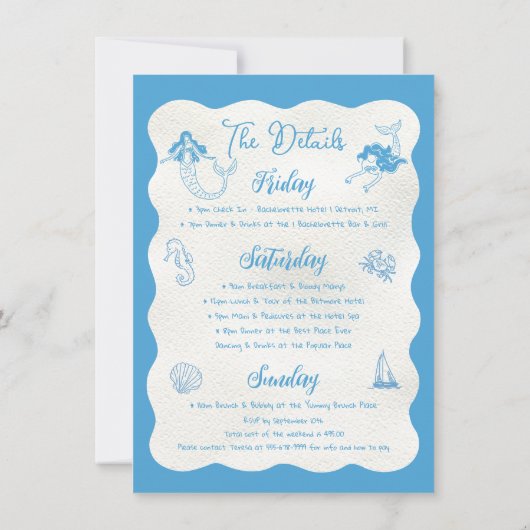 コースタルマーメイドバチェロレッテビーチ週末 招待状 (裏面)