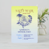 コースタルマーメイド女性のカーボーイサマーパーティーバラ金ゴールド 箔招待状 (立ち正面)