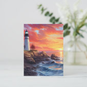 コースタルライトハウスアットサンセットデザイン シーズンポストカード (スタンド正面)
