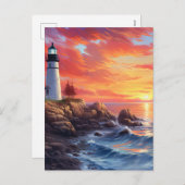 コースタルライトハウスアットサンセットデザイン シーズンポストカード (正面/裏面)