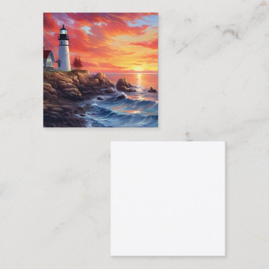 コースタルライトハウスアットサンセットデザイン スクエア名刺 (正面/裏面)