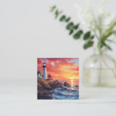 コースタルライトハウスアットサンセットデザイン スクエア名刺 (スタンド正面)