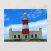 コースタルライトハウスチャームレッドブルーホワイト写真 ポストカード (正面)