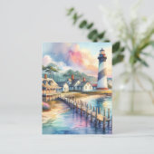 コースタルライトハウス&ビーチコテージシーン ポストカード (スタンド正面)