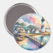 コースタルライトハウス&ビーチコテージシーン マグネット (正面/裏面)