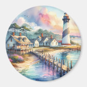 コースタルライトハウス&ビーチコテージシーン マグネット (正面)