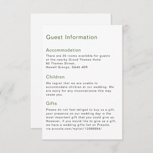 コースタルラブサンディビーチミニマリストラインアートゲスト エンクロージャーカード (正面/裏面)