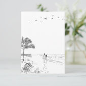 コースタルラブサンディミニマルビーチラインア結婚ート サンキューカード (スタンド正面)