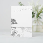 コースタルラブサンディミニマルビーチラインア結婚ート サンキューカード (スタンド正面)