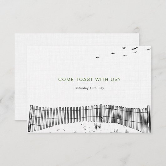 コースタルラブサンディミニマルビーチラインア結婚ート 出欠カード (正面/裏面)