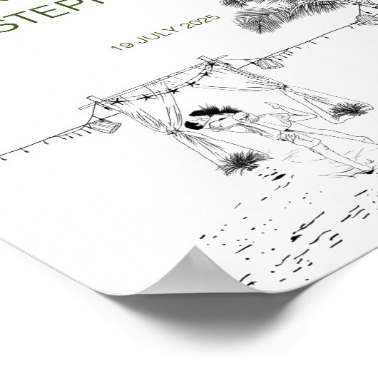 コースタルラブシーサイドサンディミニマルビーチ結婚ズ ポスター (角)