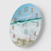 コースタルリビングサーファー海シーライフ引用文カスタム ラージ壁時計 (傾斜)