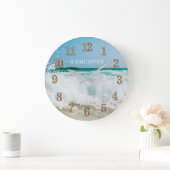 コースタルリビングサーファー海シーライフ引用文カスタム ラージ壁時計 (ホーム)
