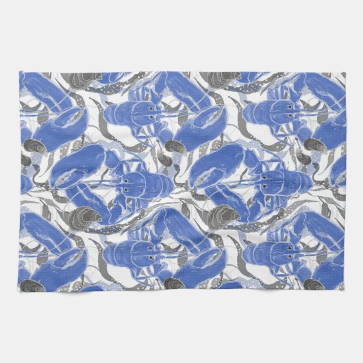 コースタルリビングブルーロブスター キッチンタオル (横)