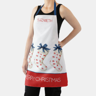 コースタルレッドカニのクリスマスストッキング エプロン