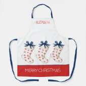 コースタルレッドカニのクリスマスストッキング エプロン (正面)
