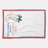 コースタルレッドカニのクリスマスストッキング キッチンタオル (横)