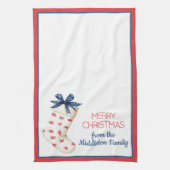 コースタルレッドカニのクリスマスストッキング キッチンタオル (縦)