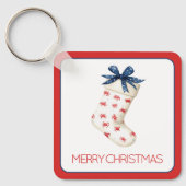 コースタルレッドカニのクリスマスストッキング キーホルダー (正面)