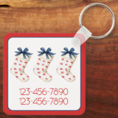 コースタルレッドカニのクリスマスストッキング キーホルダー (裏面)