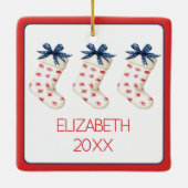コースタルレッドカニのクリスマスストッキング セラミックオーナメント (裏面)