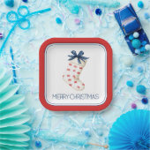 コースタルレッドカニのクリスマスストッキング ペーパープレート (パーティー)