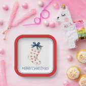 コースタルレッドカニのクリスマスストッキング ペーパープレート (パーティー)