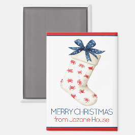 コースタルレッドカニのクリスマスストッキング マグネット