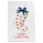 コースタルレッドカニのクリスマスストッキング ミディアムペーパーバッグ (正面)