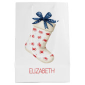 コースタルレッドカニのクリスマスストッキング ミディアムペーパーバッグ (裏面)