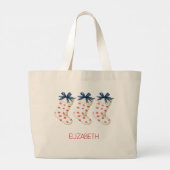 コースタルレッドカニのクリスマスストッキング ラージトートバッグ (裏面)