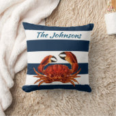 コースタルレッドカニストライプ クッション (ブランケット)