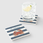 コースタルレッドカニストライプ ストーンコースター (横)