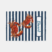 コースタルレッドカニストライプ フリースブランケット (正面(横))